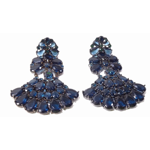 Neiman Marcus Lee Angel Midnight Crystal hemitate Statement Earrings NWT 119 - Picture 3 of 8